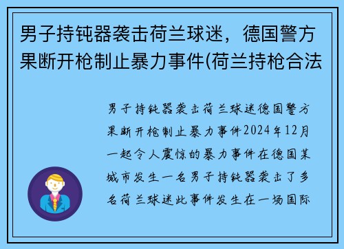 男子持钝器袭击荷兰球迷，德国警方果断开枪制止暴力事件(荷兰持枪合法吗)